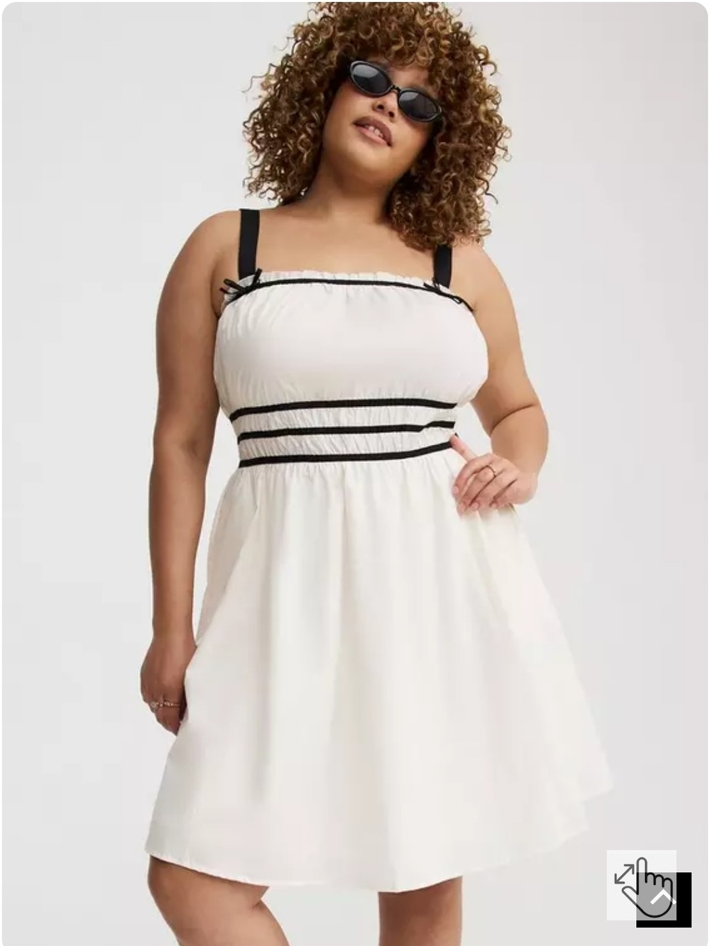 TORRID White Mini Sundress with Black Trim and Straps